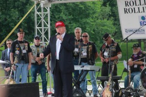 Donald Trump speaks to Rolling Thunder Motorcycle Riders at Memorial Day