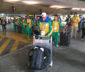 South African Soccer Team arrives in Sao Paulo-Rio 2016 Olympics with presence of south African Ambassador Malose Mogale-08-08-2016.Photos Niyi Fote