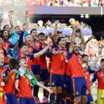 Spain Champion of FIFA World Cup 2026. July 19, 2026, New Jersey, USA: Spanish players celebrate their victory as they defeat Argentina 1-0 to win the FIFA World Cup 2026 final at New York /New Jersey stadium in New Jersey. Credit: Niyi Fote/Thenews2